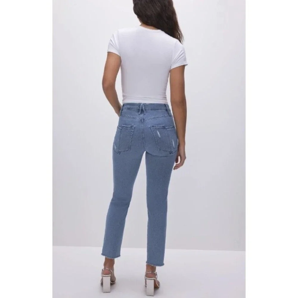 NWT Good American GOOD LEGS STRAIGHT JEANS GSPFH941T Size 10/30 Inseam 27.5" - Picture 6 of 12